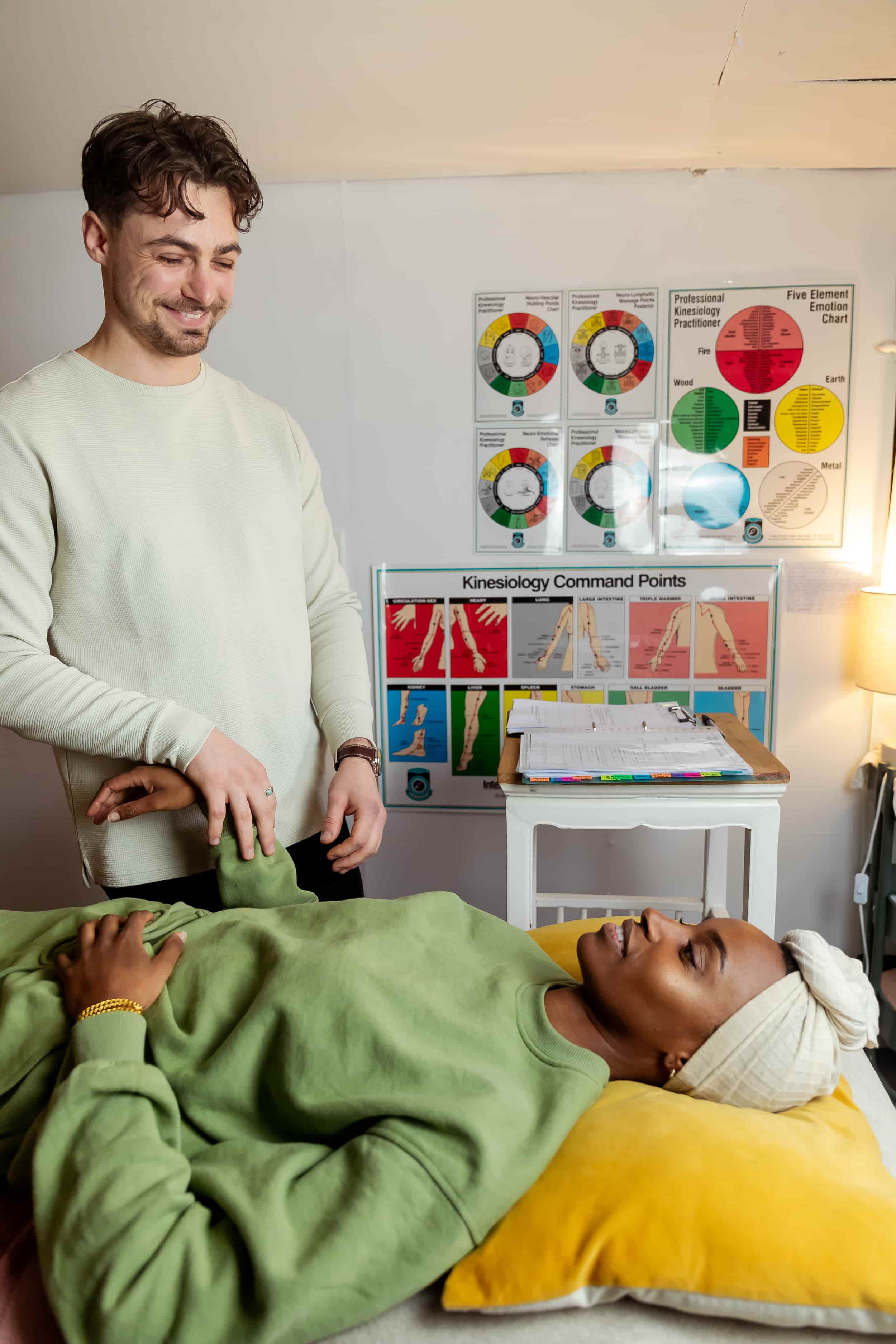 Vildan Alihodzic guiding a PKP kinesiology nervous-system regulation session with a client, Moorabbin